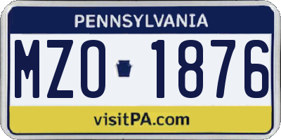 PA license plate MZO1876