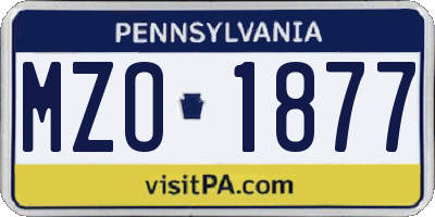 PA license plate MZO1877