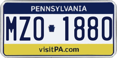 PA license plate MZO1880