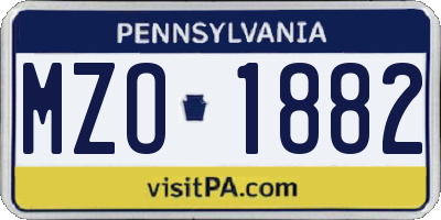 PA license plate MZO1882