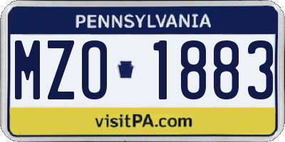 PA license plate MZO1883