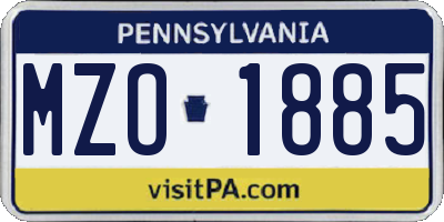 PA license plate MZO1885
