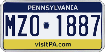 PA license plate MZO1887