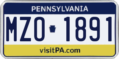 PA license plate MZO1891