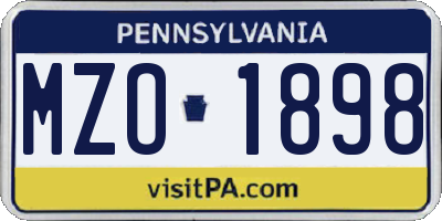 PA license plate MZO1898