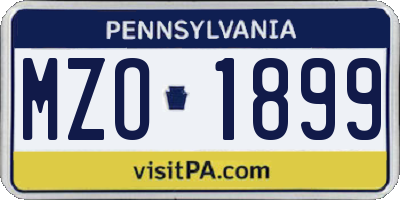 PA license plate MZO1899