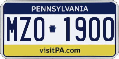 PA license plate MZO1900
