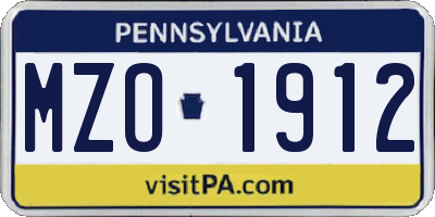 PA license plate MZO1912