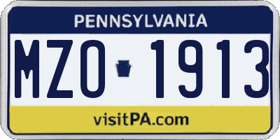 PA license plate MZO1913