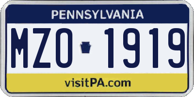 PA license plate MZO1919