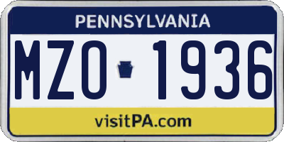 PA license plate MZO1936