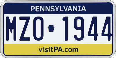PA license plate MZO1944