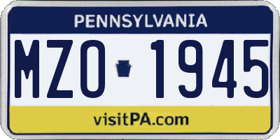 PA license plate MZO1945