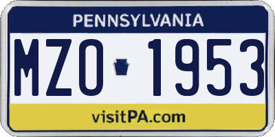 PA license plate MZO1953
