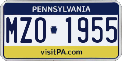 PA license plate MZO1955