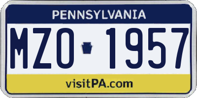 PA license plate MZO1957