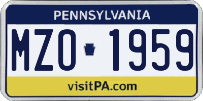 PA license plate MZO1959
