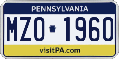 PA license plate MZO1960