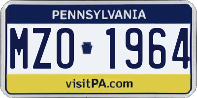 PA license plate MZO1964
