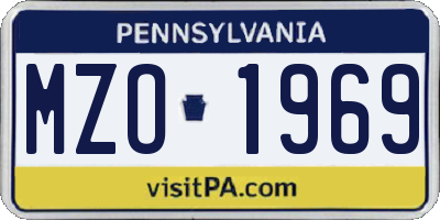 PA license plate MZO1969