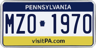 PA license plate MZO1970