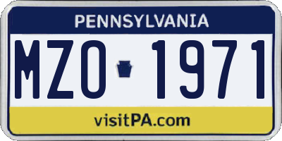 PA license plate MZO1971