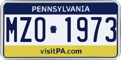 PA license plate MZO1973