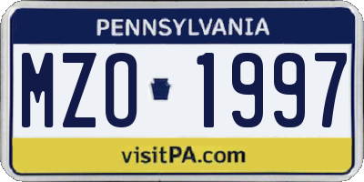 PA license plate MZO1997