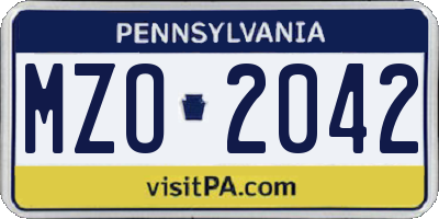 PA license plate MZO2042