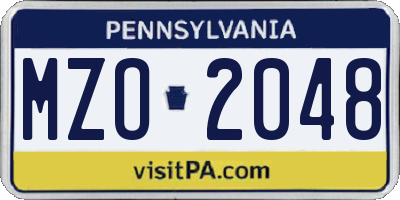 PA license plate MZO2048