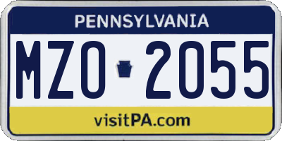 PA license plate MZO2055
