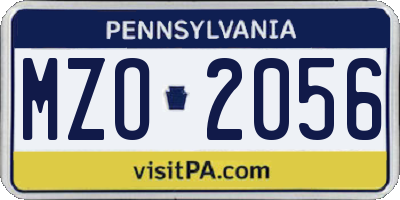 PA license plate MZO2056