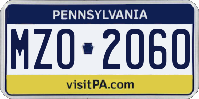 PA license plate MZO2060