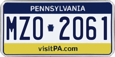 PA license plate MZO2061