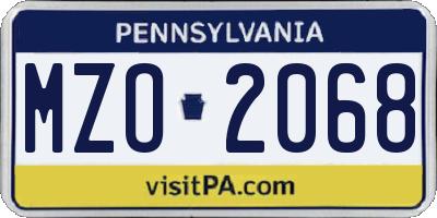PA license plate MZO2068