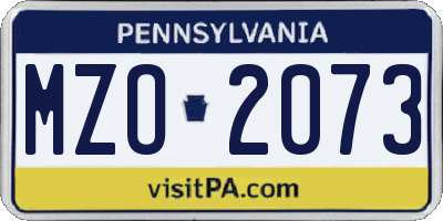 PA license plate MZO2073
