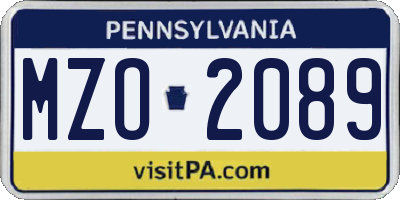 PA license plate MZO2089