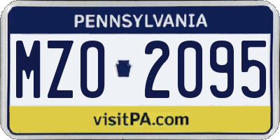 PA license plate MZO2095