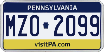 PA license plate MZO2099