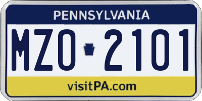 PA license plate MZO2101