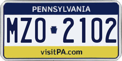 PA license plate MZO2102