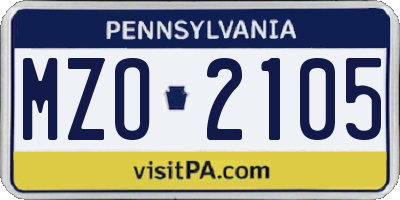 PA license plate MZO2105