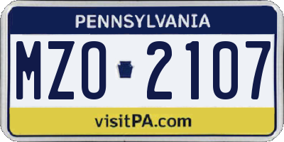 PA license plate MZO2107