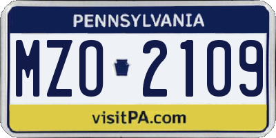 PA license plate MZO2109