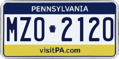 PA license plate MZO2120