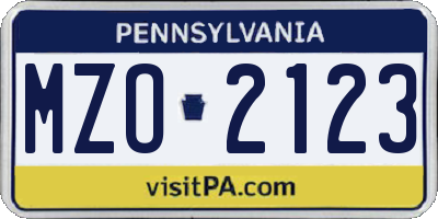 PA license plate MZO2123