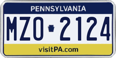 PA license plate MZO2124