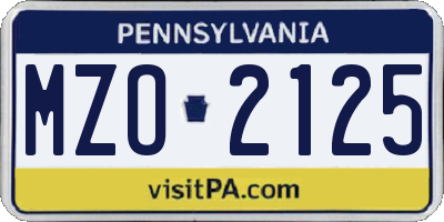 PA license plate MZO2125