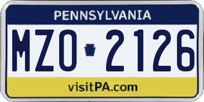 PA license plate MZO2126