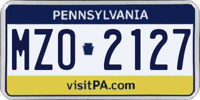 PA license plate MZO2127